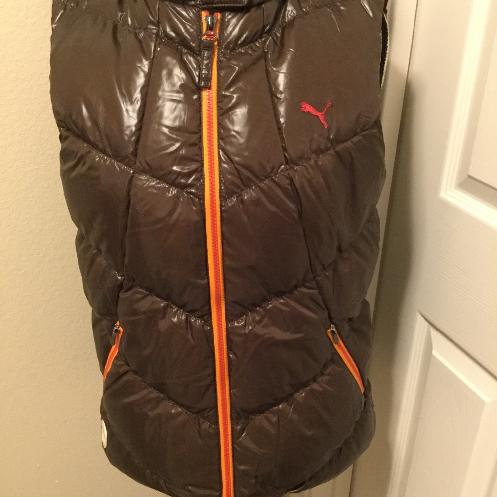 Women's Puma Brown Zip Up Vest Jacket Size L NWT